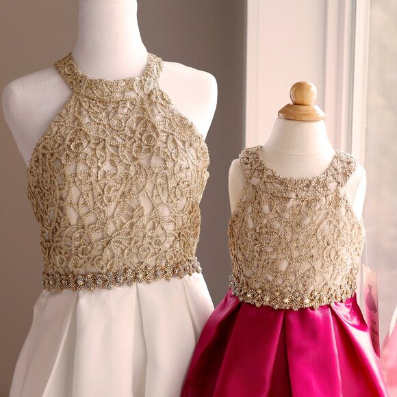 Formal Pink & Gold Dress Size 4 Flower Girl Recital Daddy/Daughter Dance NWT - Picture 7 of 7